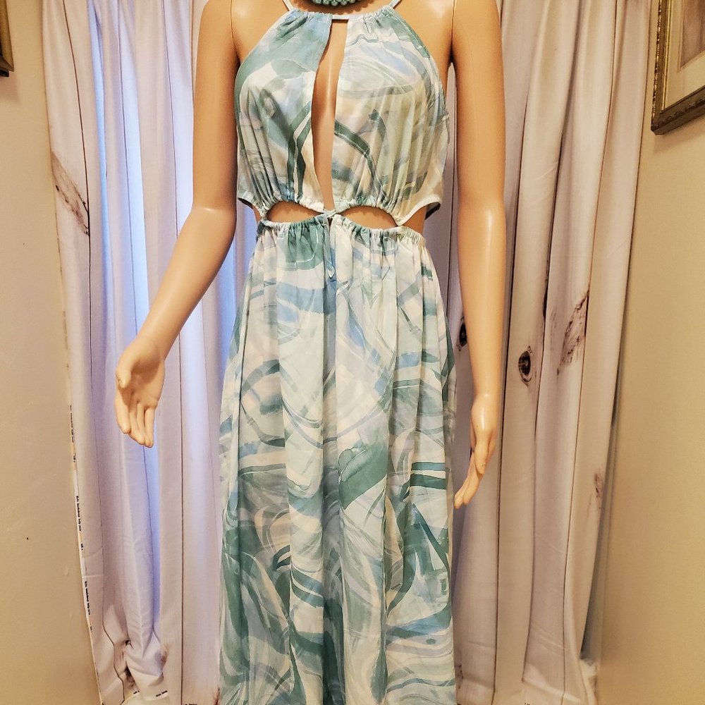 CUPSHE Women's Leafy Cutout Maxi Sleeveless Dress